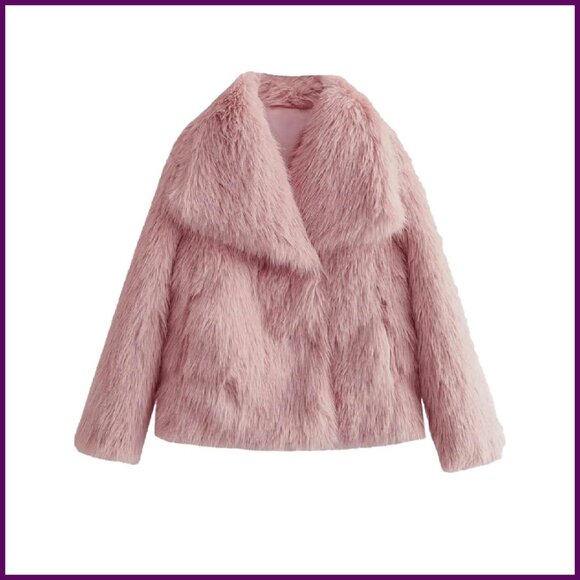 Faux Fur Coat Fluffy Jacket Open Front Winter Shaggy Short Coat